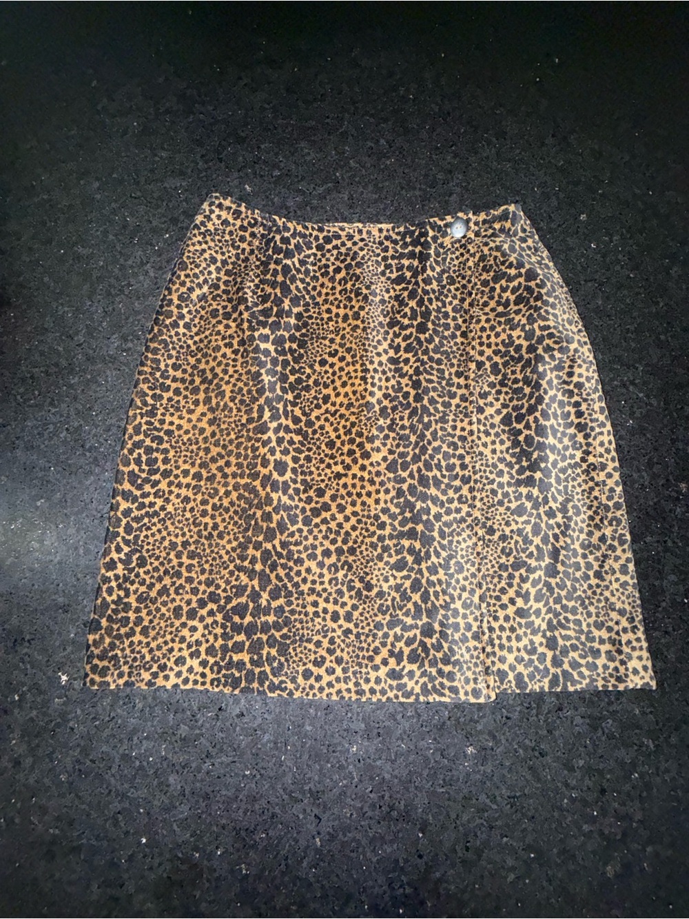 VINTAGE Liz Claiborne VELVET Leopard Print TRUE WRAP Skirt Brown Tan Black SZ 8